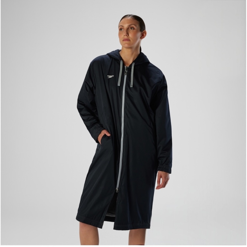 SPEEDO Unisex Team Parka Swim Coverup Hoodie in Black Sz. Small - Picture 3 of 12